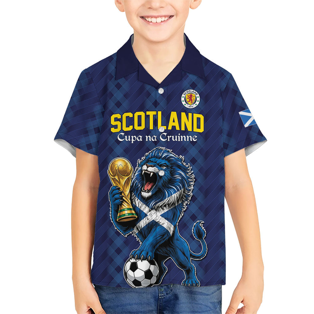 Custom World Football 2026 Scotland Kid Hawaiian Shirt Scottish Tartan Cupa na Cruinne Glory