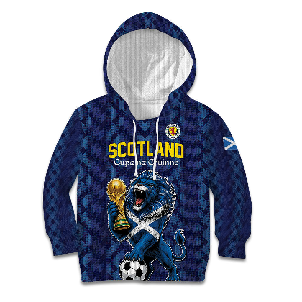 Custom World Football 2026 Scotland Kid Hoodie Scottish Tartan Cupa na Cruinne Glory