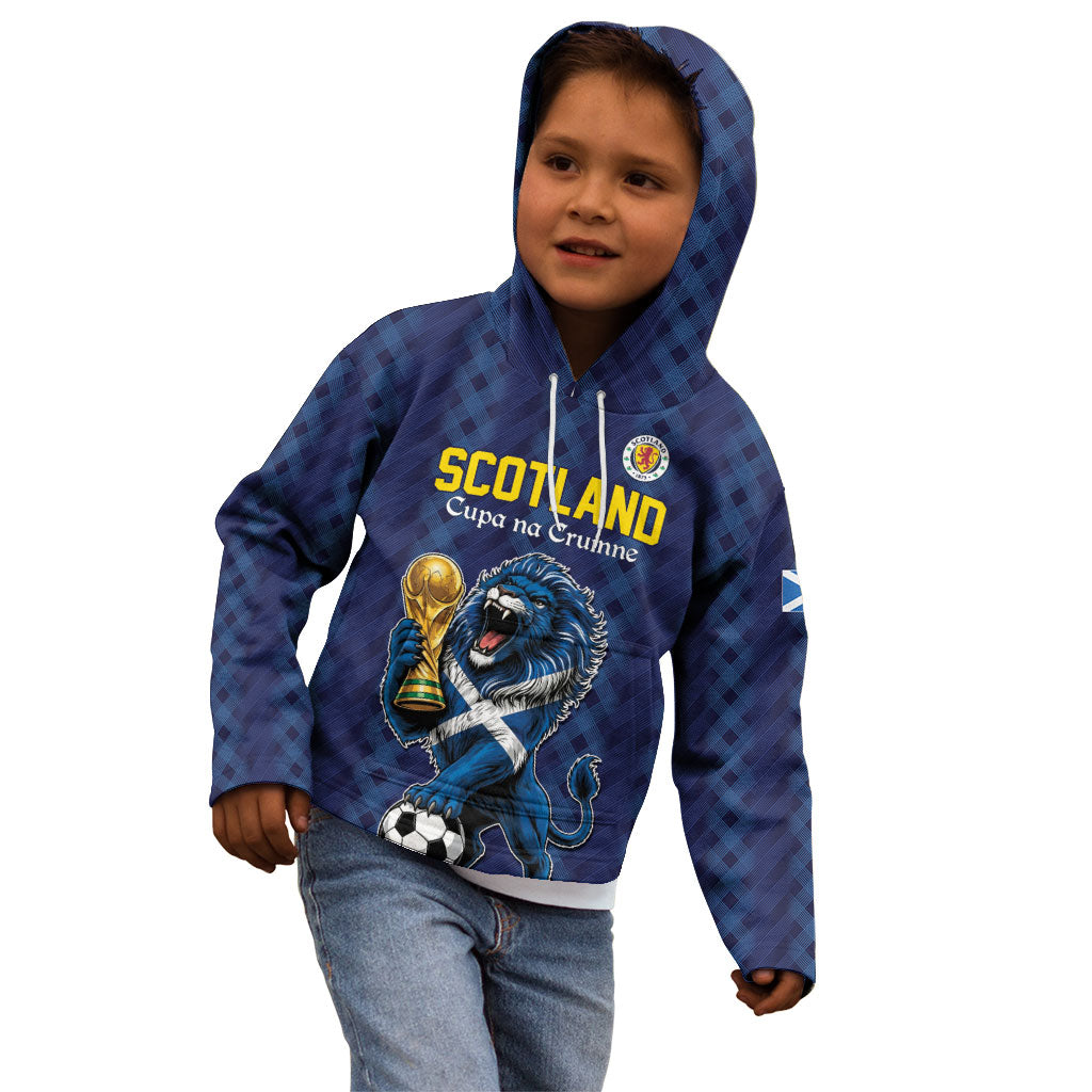 Custom World Football 2026 Scotland Kid Hoodie Scottish Tartan Cupa na Cruinne Glory