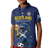 Custom World Football 2026 Scotland Kid Polo Shirt Scottish Tartan Cupa na Cruinne Glory