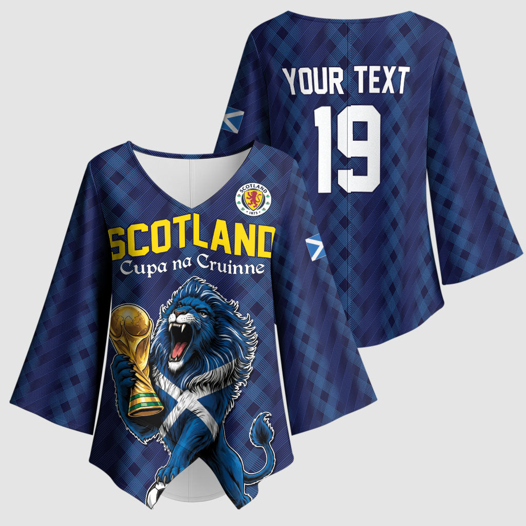 Custom World Football 2026 Scotland Kimono Sleeve Blouse Scottish Tartan Cupa na Cruinne Glory