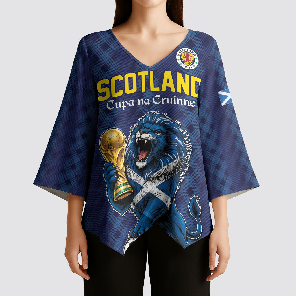 Custom World Football 2026 Scotland Kimono Sleeve Blouse Scottish Tartan Cupa na Cruinne Glory