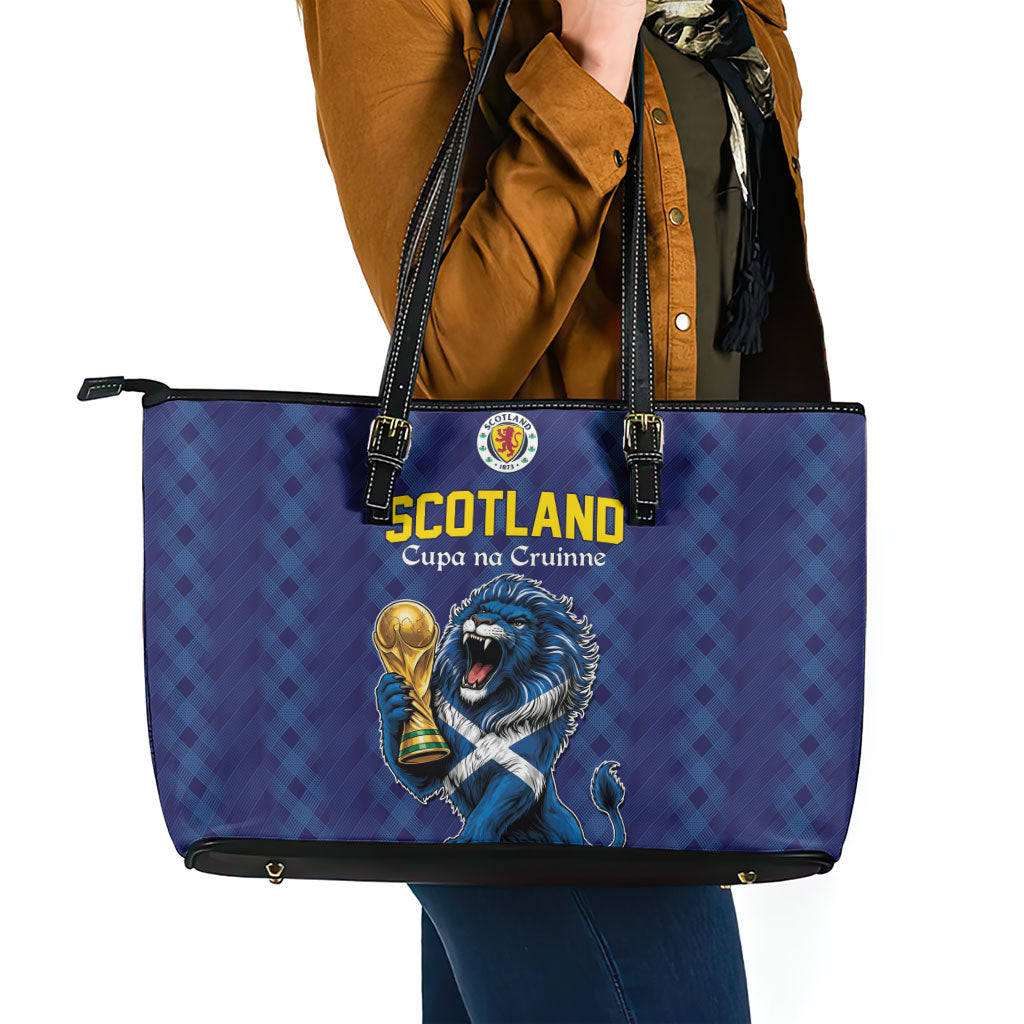 World Football 2026 Scotland Leather Tote Bag Scottish Tartan Cupa na Cruinne Glory