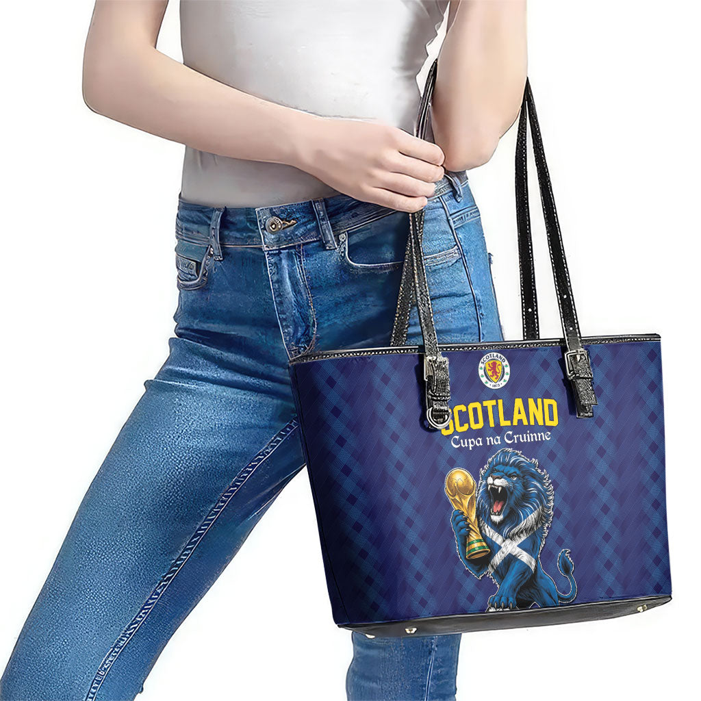 World Football 2026 Scotland Leather Tote Bag Scottish Tartan Cupa na Cruinne Glory