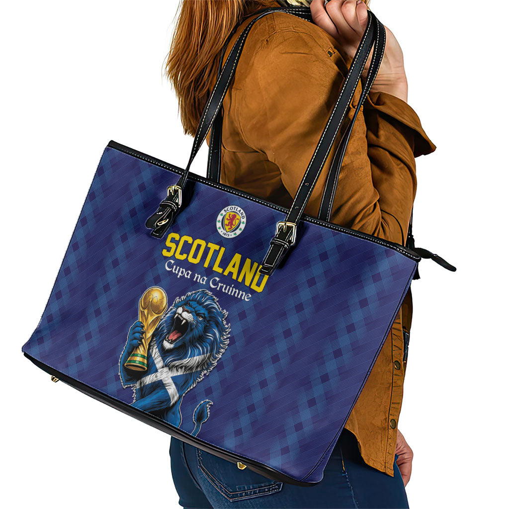World Football 2026 Scotland Leather Tote Bag Scottish Tartan Cupa na Cruinne Glory