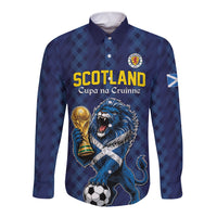 Custom World Football 2026 Scotland Long Sleeve Button Shirt Scottish Tartan Cupa na Cruinne Glory