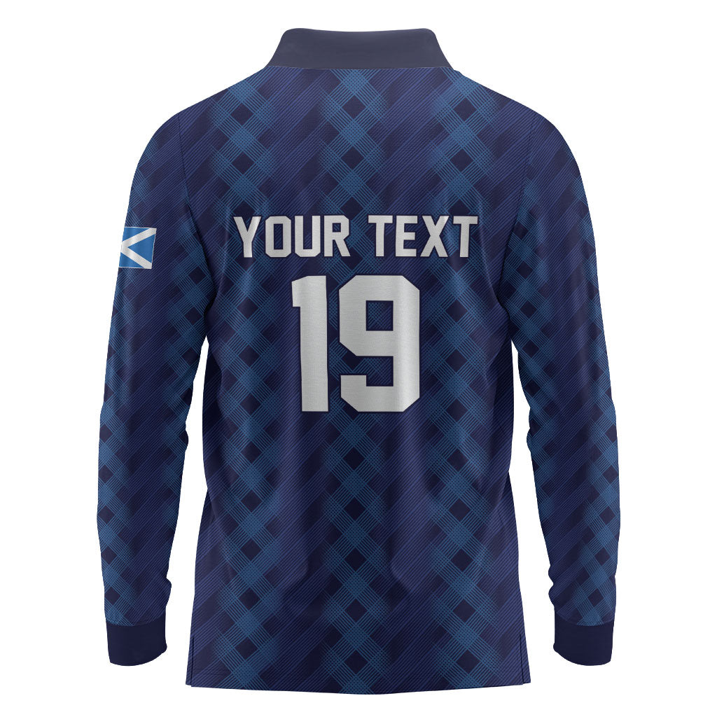 Custom World Football 2026 Scotland Long Sleeve Polo Shirt Scottish Tartan Cupa na Cruinne Glory