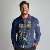 Custom World Football 2026 Scotland Long Sleeve Polo Shirt Scottish Tartan Cupa na Cruinne Glory