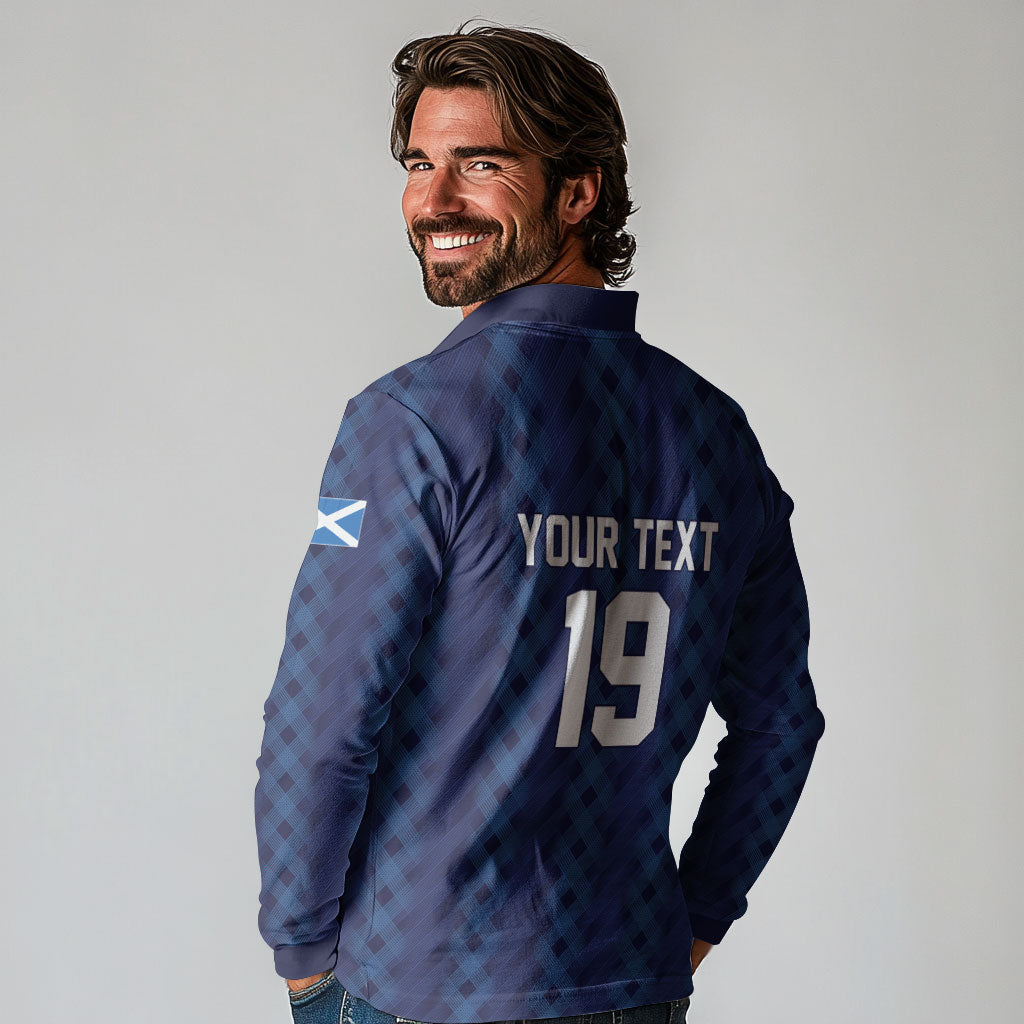 Custom World Football 2026 Scotland Long Sleeve Polo Shirt Scottish Tartan Cupa na Cruinne Glory