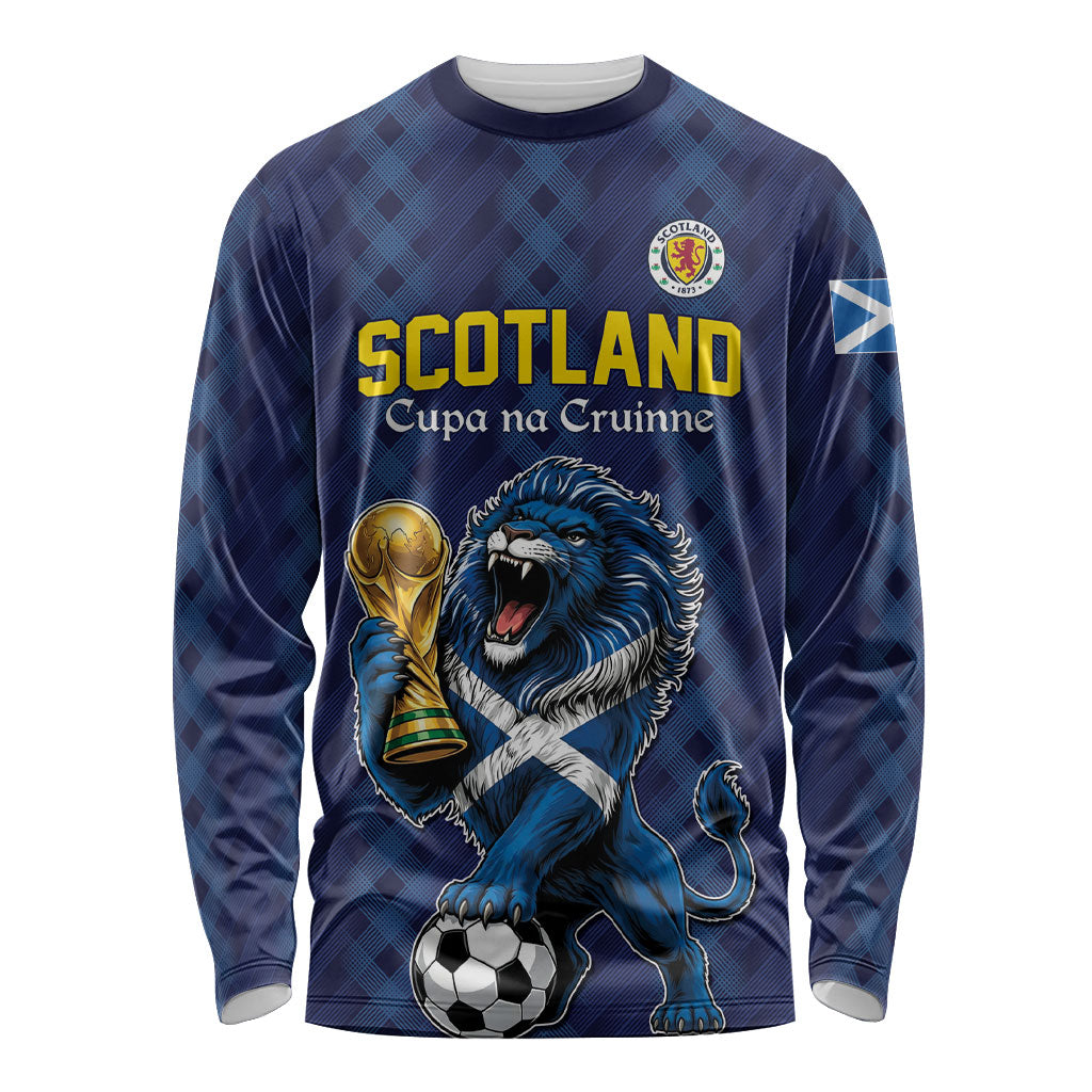 Custom World Football 2026 Scotland Long Sleeve Shirt Scottish Tartan Cupa na Cruinne Glory