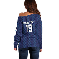Custom World Football 2026 Scotland Off Shoulder Sweater Scottish Tartan Cupa na Cruinne Glory