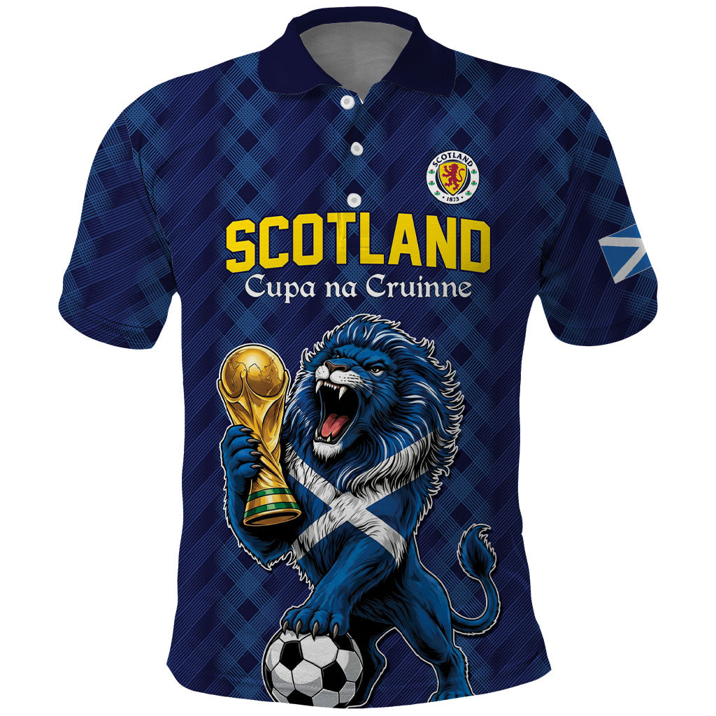 Custom World Football 2026 Scotland Polo Shirt Scottish Tartan Cupa na Cruinne Glory