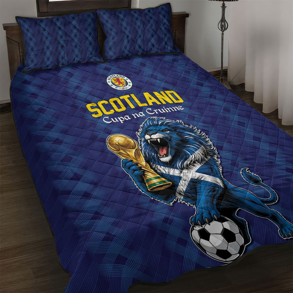 World Football 2026 Scotland Quilt Bed Set Scottish Tartan Cupa na Cruinne Glory
