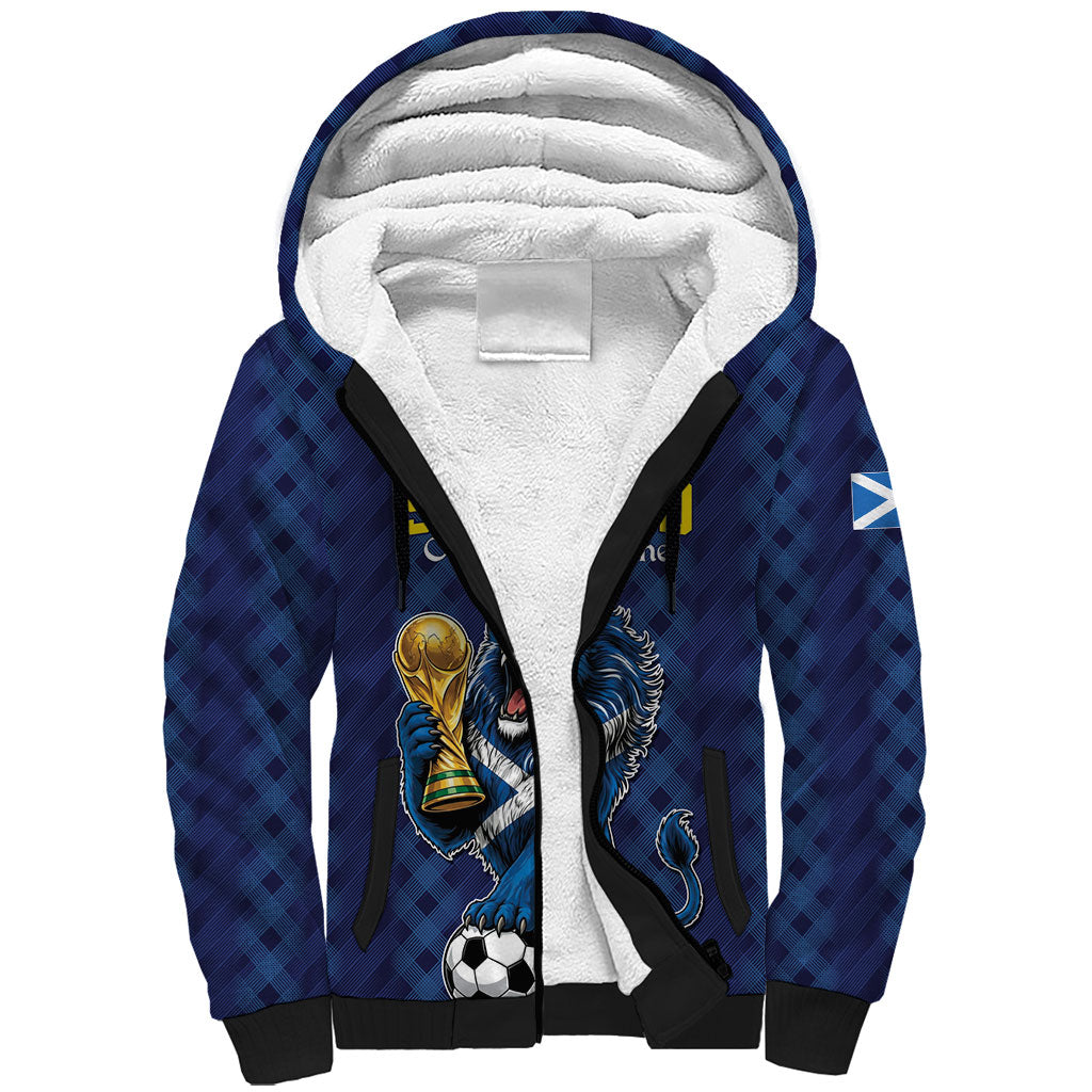 Custom World Football 2026 Scotland Sherpa Hoodie Scottish Tartan Cupa na Cruinne Glory
