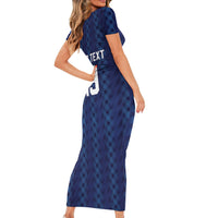 Custom World Football 2026 Scotland Short Sleeve Bodycon Dress Scottish Tartan Cupa na Cruinne Glory