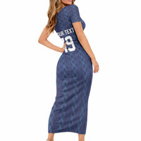 Custom World Football 2026 Scotland Short Sleeve Bodycon Dress Scottish Tartan Cupa na Cruinne Glory LT19