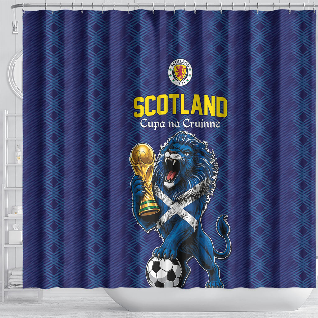 World Football 2026 Scotland Shower Curtain Scottish Tartan Cupa na Cruinne Glory