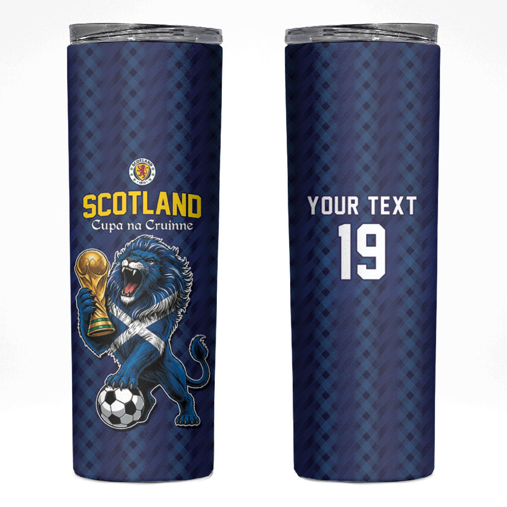 Custom World Football 2026 Scotland Skinny Tumbler Scottish Tartan Cupa na Cruinne Glory
