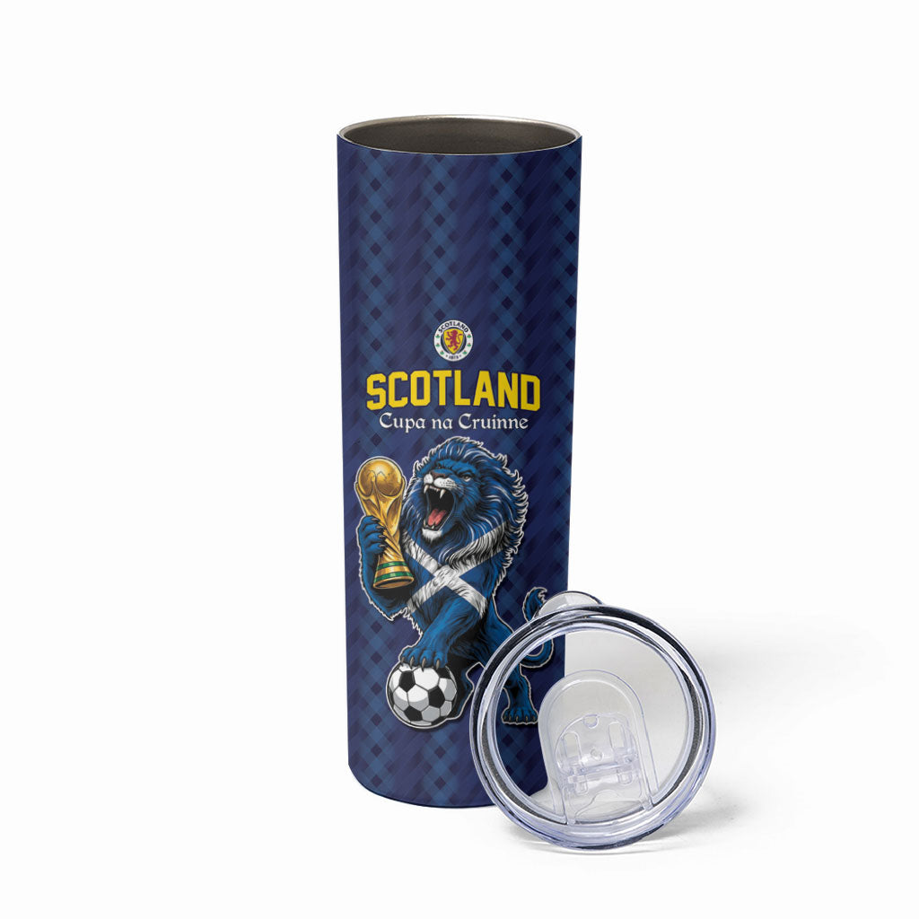 Custom World Football 2026 Scotland Skinny Tumbler Scottish Tartan Cupa na Cruinne Glory