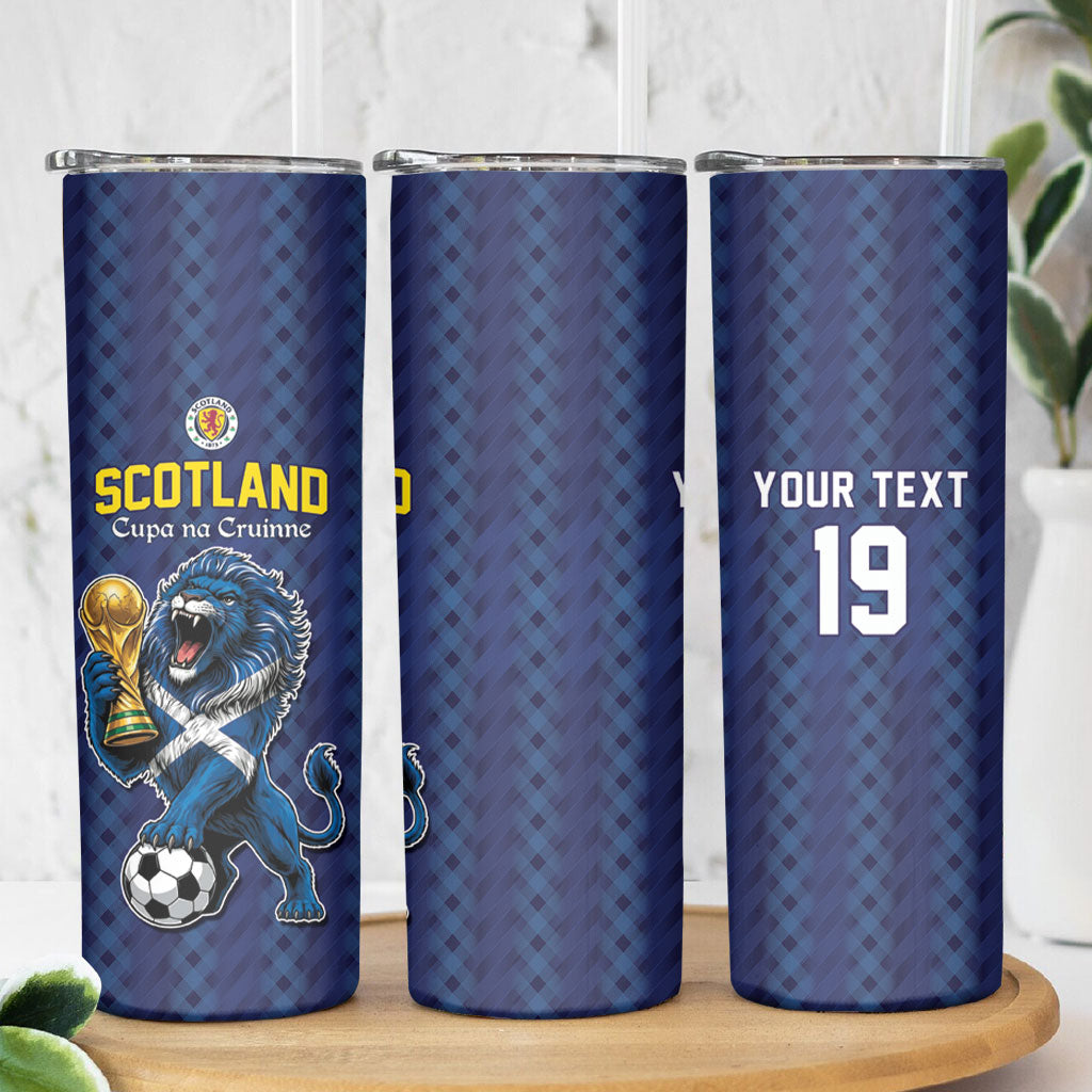 Custom World Football 2026 Scotland Skinny Tumbler Scottish Tartan Cupa na Cruinne Glory