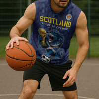Custom World Football 2026 Scotland Sleeveless Hoodie Scottish Tartan Cupa na Cruinne Glory