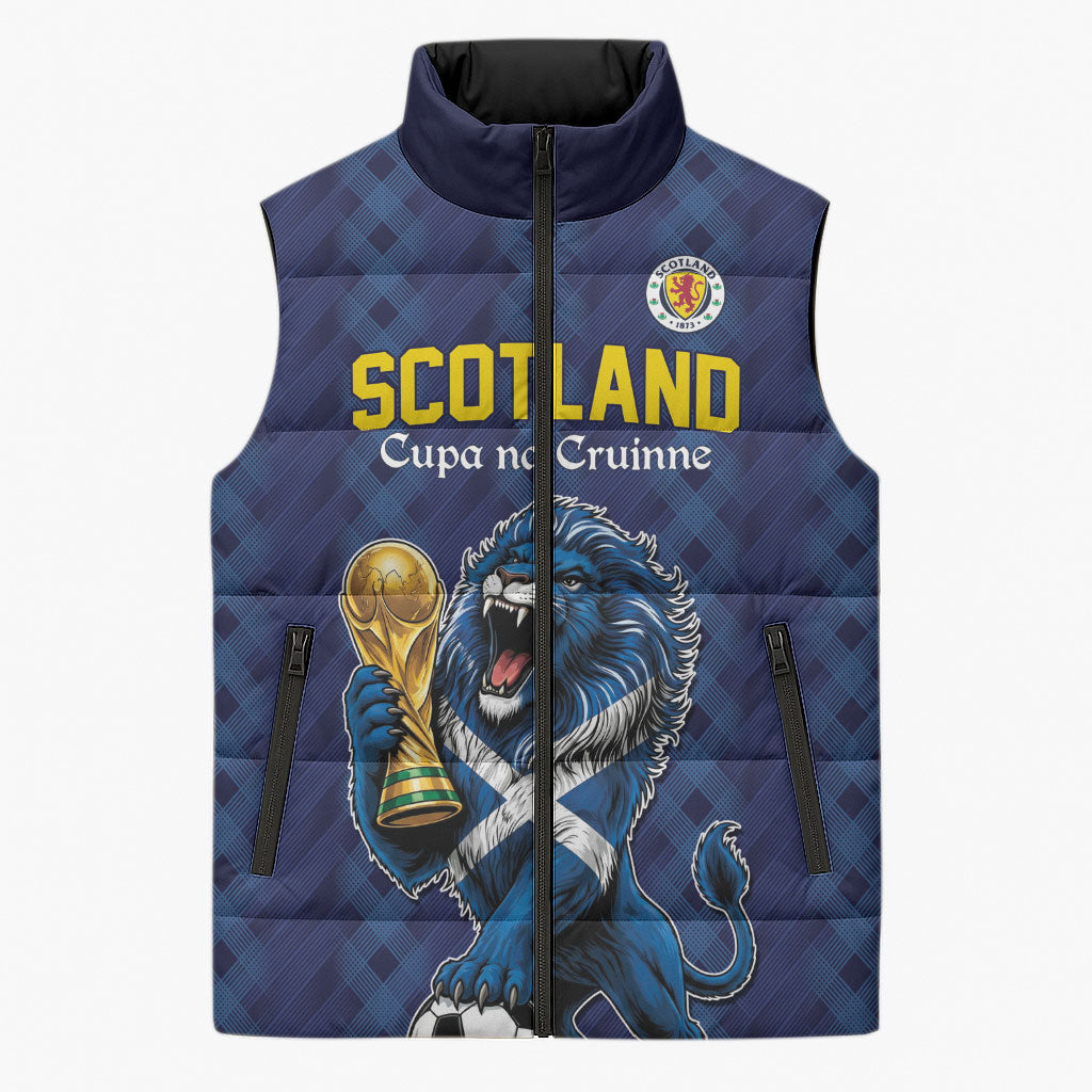 Custom World Football 2026 Scotland Sleeveless Puffer Jacket Scottish Tartan Cupa na Cruinne Glory