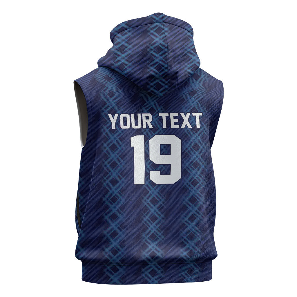 Custom World Football 2026 Scotland Sleeveless Zip Hoodie Scottish Tartan Cupa na Cruinne Glory
