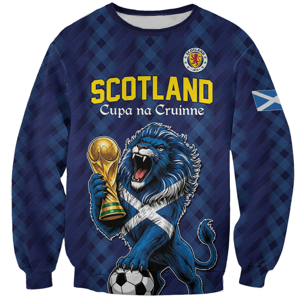 Custom World Football 2026 Scotland Sweatshirt Scottish Tartan Cupa na Cruinne Glory