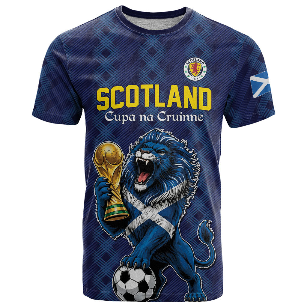 Custom World Football 2026 Scotland T Shirt Scottish Tartan Cupa na Cruinne Glory