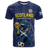 Custom World Football 2026 Scotland T Shirt Scottish Tartan Cupa na Cruinne Glory