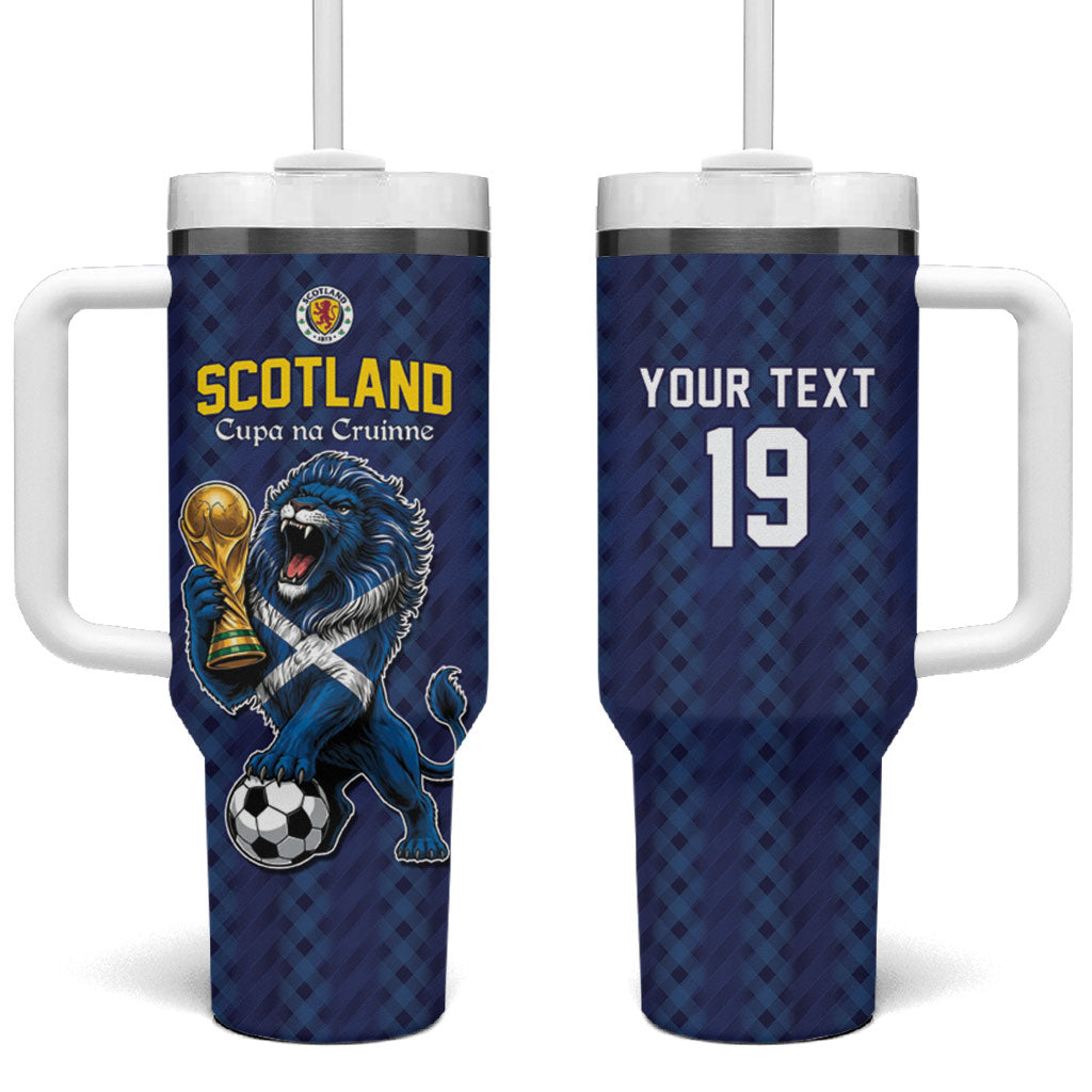 Custom World Football 2026 Scotland Tumbler With Handle Scottish Tartan Cupa na Cruinne Glory