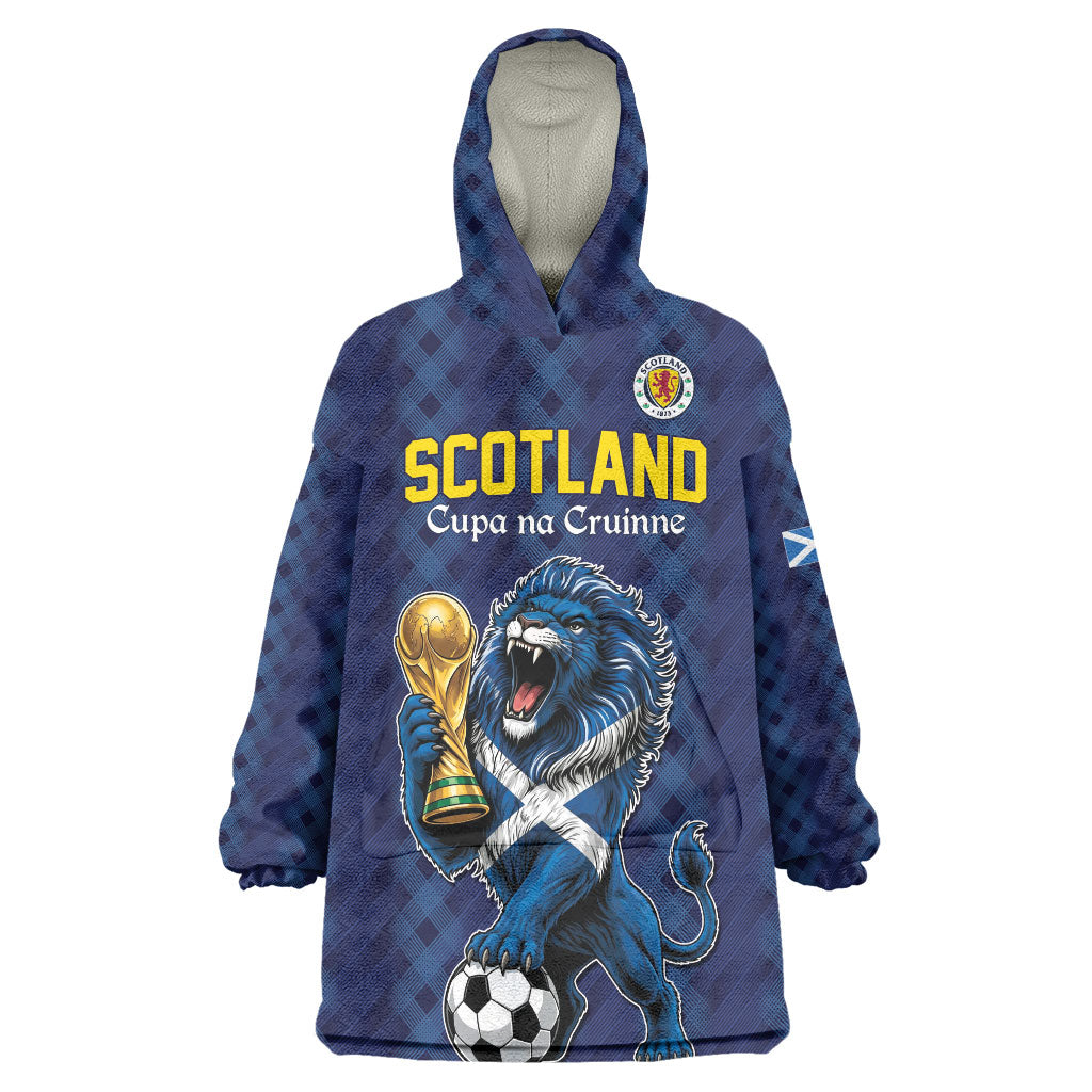 Custom World Football 2026 Scotland Wearable Blanket Hoodie Scottish Tartan Cupa na Cruinne Glory