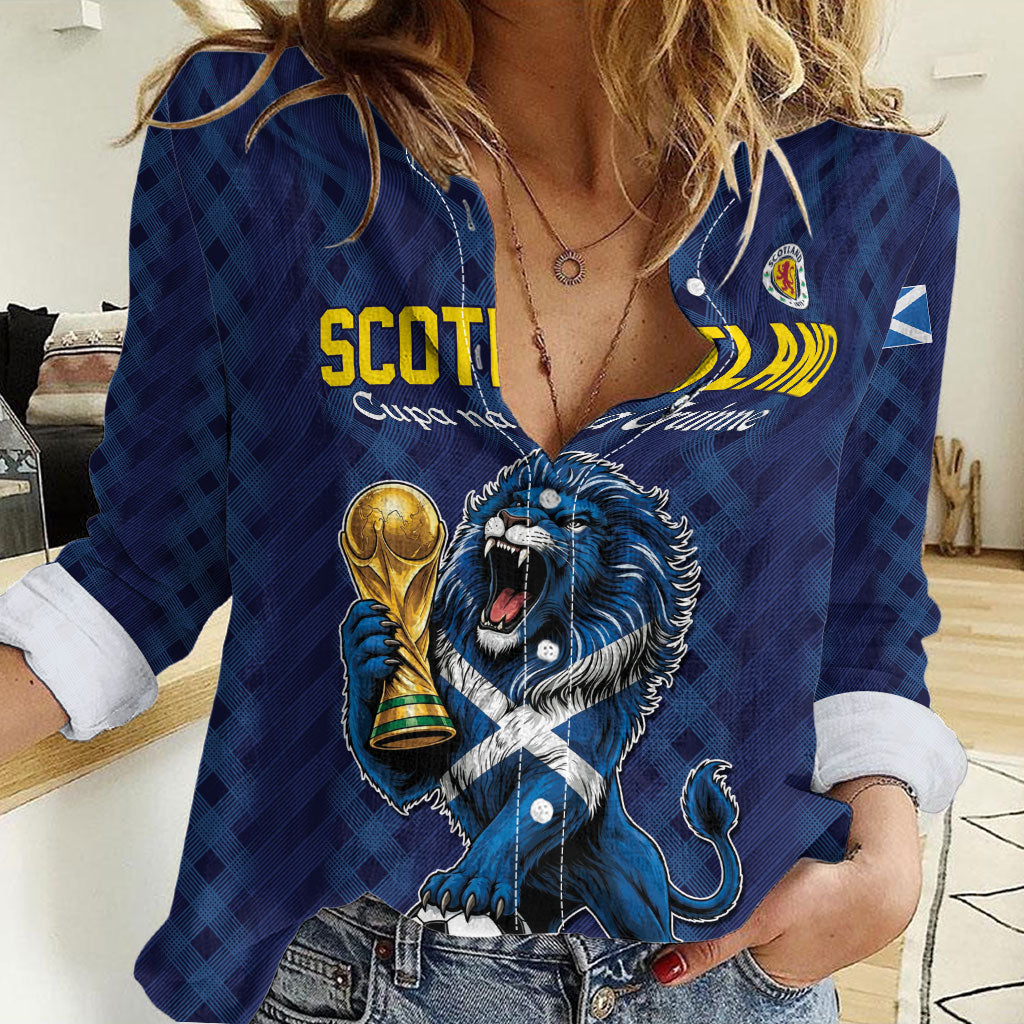 Custom World Football 2026 Scotland Women Casual Shirt Scottish Tartan Cupa na Cruinne Glory