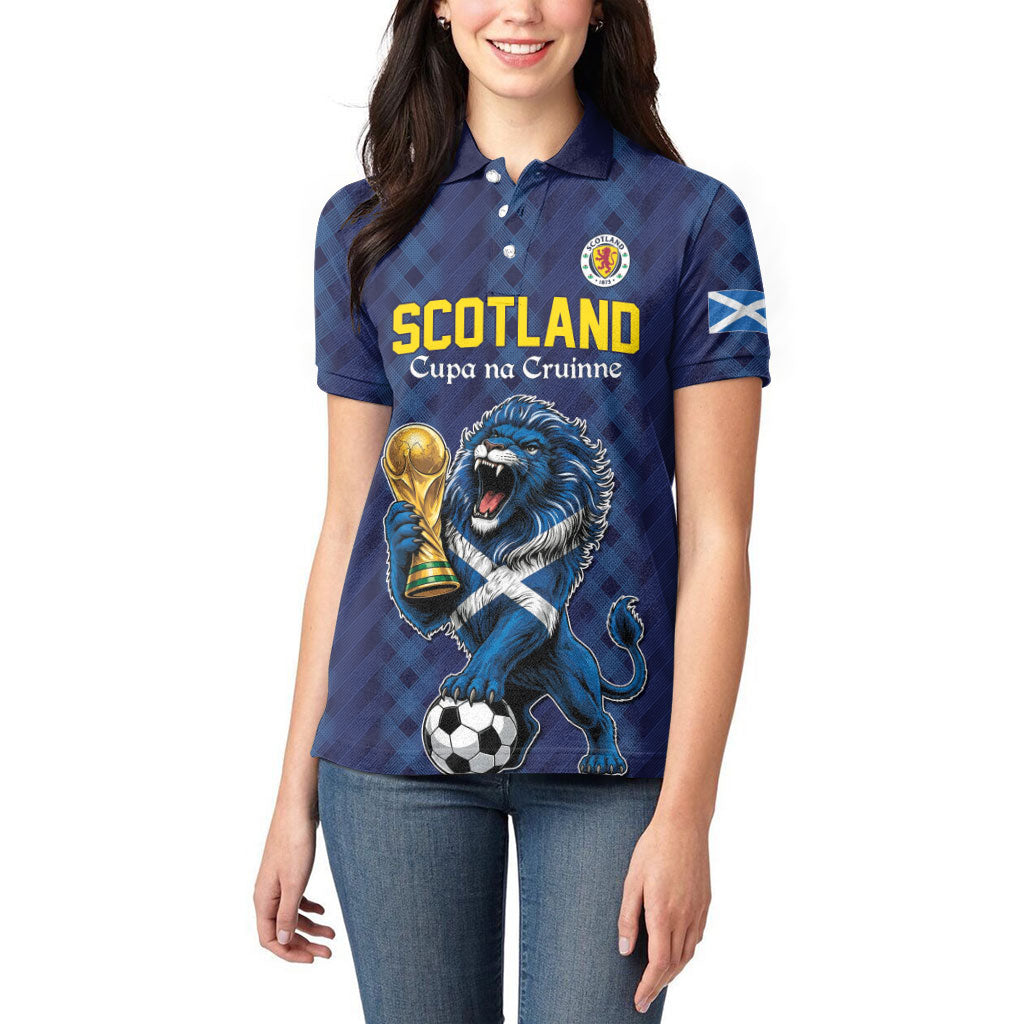 Custom World Football 2026 Scotland Women Polo Shirt Scottish Tartan Cupa na Cruinne Glory