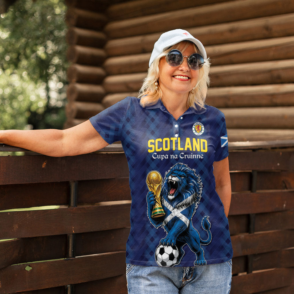 Custom World Football 2026 Scotland Women Polo Shirt Scottish Tartan Cupa na Cruinne Glory