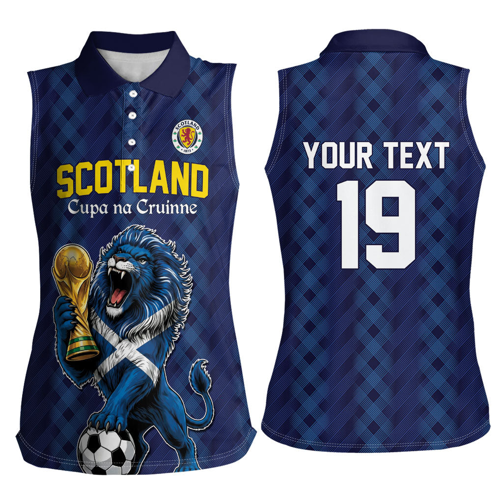 Custom World Football 2026 Scotland Women Sleeveless Polo Shirt Scottish Tartan Cupa na Cruinne Glory