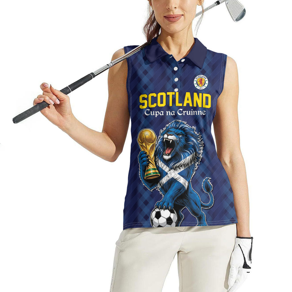 Custom World Football 2026 Scotland Women Sleeveless Polo Shirt Scottish Tartan Cupa na Cruinne Glory