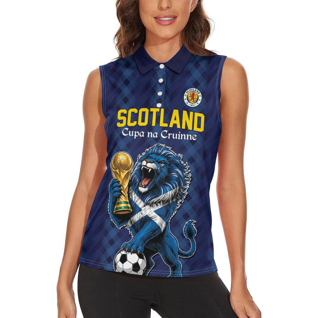 Custom World Football 2026 Scotland Women Sleeveless Polo Shirt Scottish Tartan Cupa na Cruinne Glory