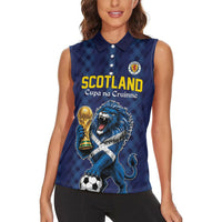 Custom World Football 2026 Scotland Women Sleeveless Polo Shirt Scottish Tartan Cupa na Cruinne Glory