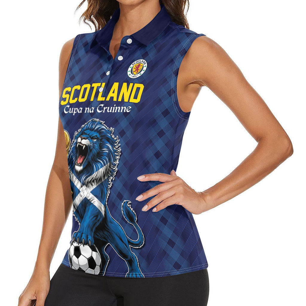 Custom World Football 2026 Scotland Women Sleeveless Polo Shirt Scottish Tartan Cupa na Cruinne Glory