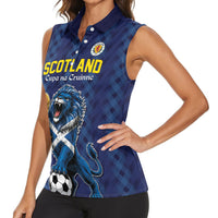 Custom World Football 2026 Scotland Women Sleeveless Polo Shirt Scottish Tartan Cupa na Cruinne Glory