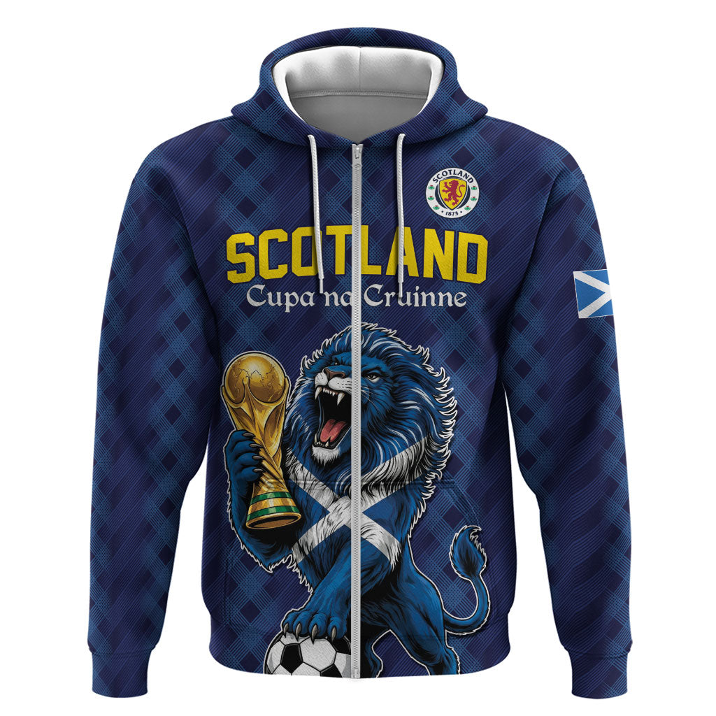Custom World Football 2026 Scotland Zip Hoodie Scottish Tartan Cupa na Cruinne Glory