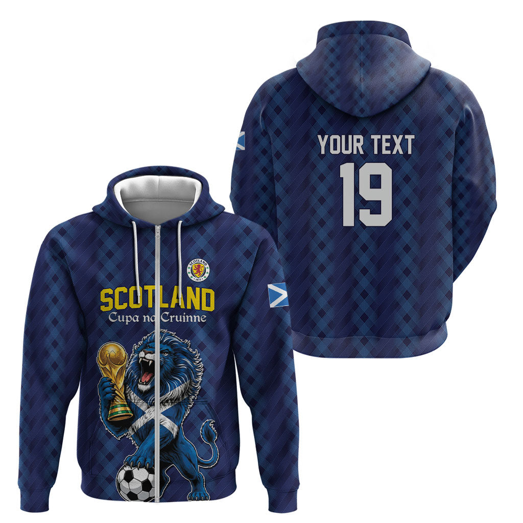 Custom World Football 2026 Scotland Zip Hoodie Scottish Tartan Cupa na Cruinne Glory