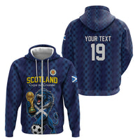 Custom World Football 2026 Scotland Zip Hoodie Scottish Tartan Cupa na Cruinne Glory