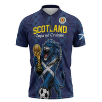 Custom World Football 2026 Scotland Zipper Polo Shirt Scottish Tartan Cupa na Cruinne Glory