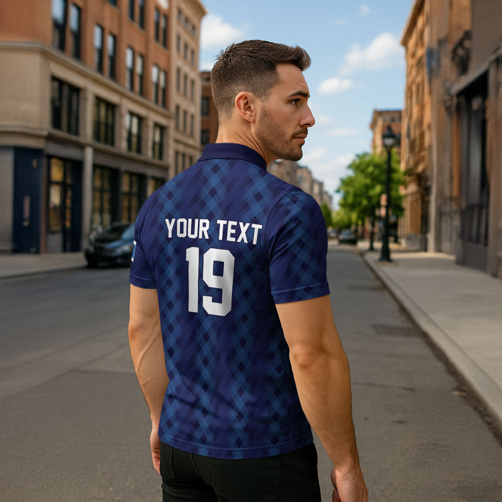 Custom World Football 2026 Scotland Zipper Polo Shirt Scottish Tartan Cupa na Cruinne Glory