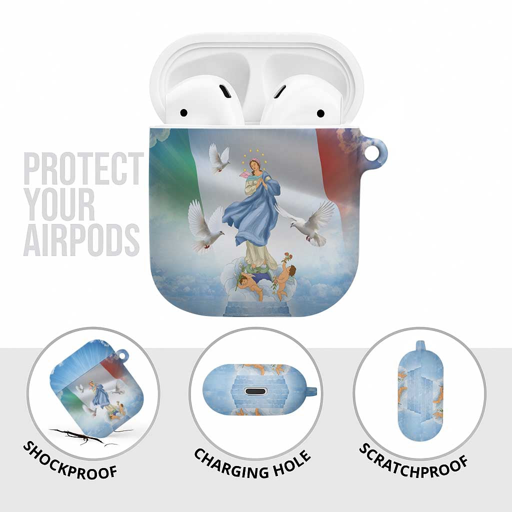 Italy Assumption Of Mary AirPods Case Blessed Virgin Mary Angel And Dove - Wonder Print Shop