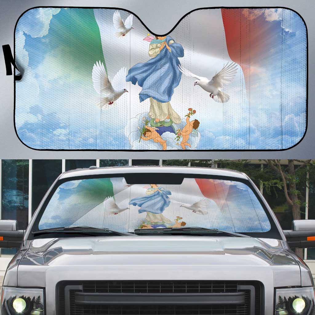Italy Assumption Of Mary Auto Sun Shade Blessed Virgin Mary Angel And Dove - Wonder Print Shop