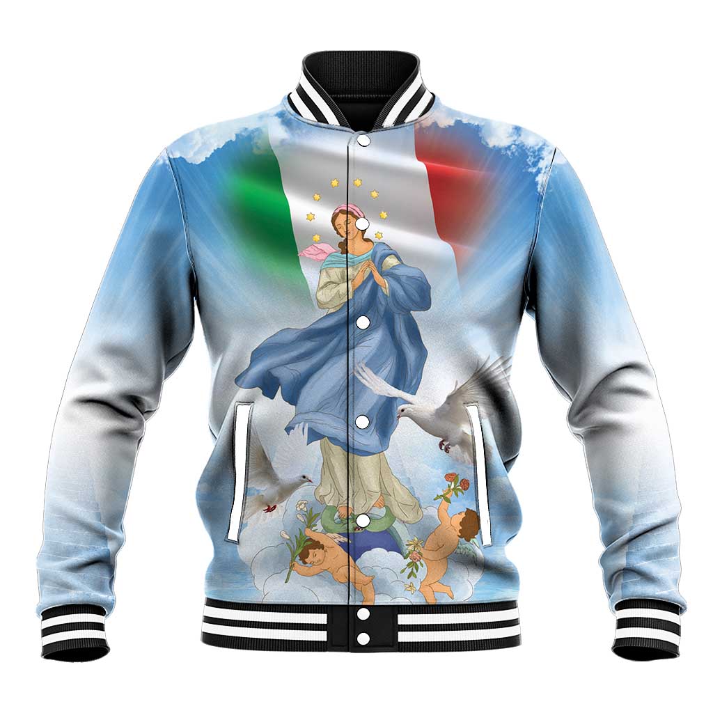 Italy Assumption Of Mary Baseball Jacket Blessed Virgin Mary Angel And Dove LT19