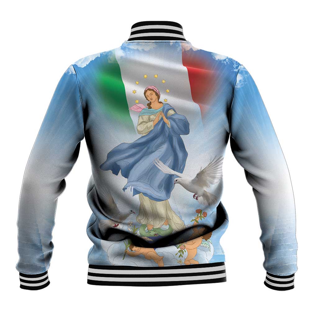 Italy Assumption Of Mary Baseball Jacket Blessed Virgin Mary Angel And Dove LT19